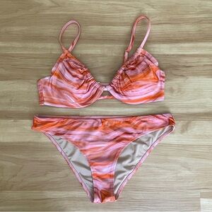 Shade & Shore Pink Orange Bikini Underwire Women’s Sz S | 34B  - Preowned, Clean